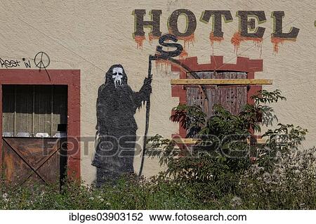 "Abandoned hotel with graffiti of the Reaper, France, Europe" View Large Photo Image Stock Image - "Abandoned hotel with graffiti of the Reaper, France, Europe". Fotosearch