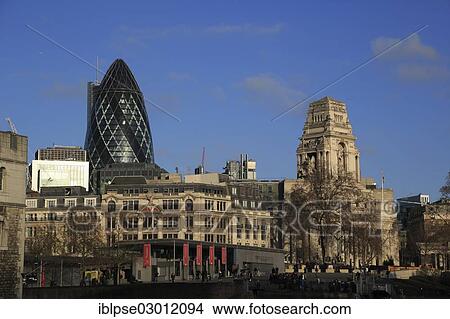 "Abbey Business Centre, The Gherkin, designed by Norman Foster, Port of London Authority Building, City of London, London, London region, England, United Kingdom, Europe" View Large Photo Image Picture - "Abbey Business Centre, The Gherkin, designed by Norman Foster, Port of London Authority Building, City of London, London, London region, England, United Kingdom, Europe". Fotosearch