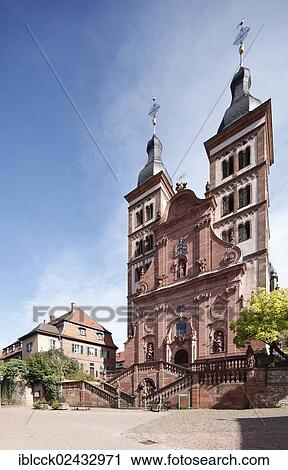 Stock Image - "Abbey church of the former Amorbach Benedictine monastery, Amorbach, Odenwald, Main-Franconia region, Lower Franconia, Franconia, Bavaria, Germany, Europe". Fotosearch
