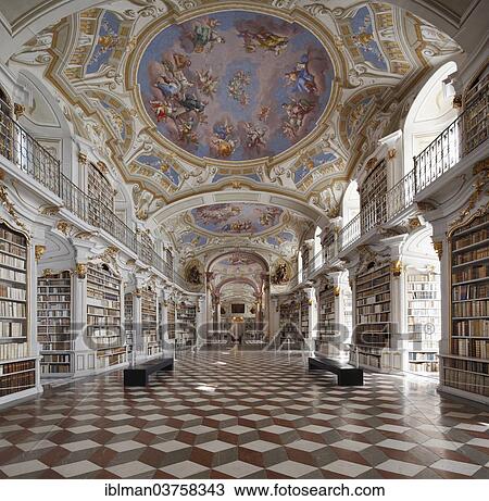 Stock Image - "Abbey Library, Benedictine Abbey of Admont, Admont, Styria, Austria, Europe". Fotosearch