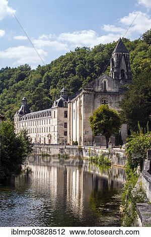 Stock Image - "Abbey of Saint Pierre, Brantome, Perigord, Dordogne, Aquitaine, France, Europe". Fotosearch