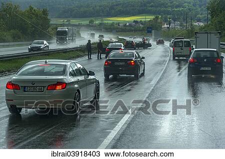 "Accident during heavy rain with poor visibility, vehicles diverting to avoid an accident, A9 motorway, near Thalmassing, Middle Franconia, Franconia, Bavaria, Germany, Europe" View Large Photo Image Stock Image - "Accident during heavy rain with poor visibility, vehicles diverting to avoid an accident, A9 motorway, near Thalmassing, Middle Franconia, Franconia, Bavaria, Germany, Europe". Fotosearch