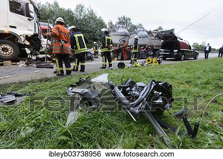 "Accident scene, massive traffic accident on the A8 motorway where a truck crushed a car, leaving two dead, near Kirchheim Teck, Baden-Wurttemberg, Germany, Europe" View Large Photo Image Stock Photograph - "Accident scene, massive traffic accident on the A8 motorway where a truck crushed a car, leaving two dead, near Kirchheim Teck, Baden-Wurttemberg, Germany, Europe". Fotosearch