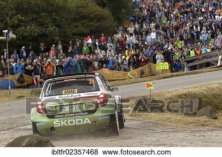 Stock Photo - "ADAC Rally Germany, special stage, Baumholder military training area, Sepp Wiegand, GER, and co-driver Timo Gottschalk, GER, on Skoda, Baumholder, Rhineland-Palatinate, Germany, Europe". Fotosearch