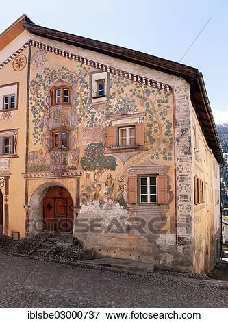 "Adam and Eve House in Ardez, facade, Lueftlmalerei mural painting, Ardez, Engadin, Unterengadin, Inn District, Canton of Graubunden, Switzerland, Europe" View Large Photo Image Stock Photo - "Adam and Eve House in Ardez, facade, Lueftlmalerei mural painting, Ardez, Engadin, Unterengadin, Inn District, Canton of Graubunden, Switzerland, Europe". Fotosearch