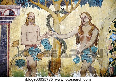 "Adam and Eve in Paradise"""", Baroque wall painting on a building, Ortskern von Ardez | Centre of Ardez, Unterengadin, Engadin, Canton of Graubunden, Switzerland, Europe" View Large Photo Image Stock Photography - "Adam and Eve in Paradise"""", Baroque wall painting on a building, Ortskern von Ardez | Centre of Ardez, Unterengadin, Engadin, Canton of Graubunden, Switzerland, Europe". Fotosearch