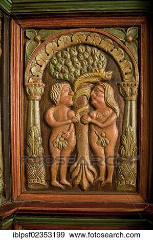 "Adam and Eve on a wooden relief in the Seamen's Church in Arnis, Schleswig-Holstein, Germany, Europe" View Large Photo Image Stock Photo - "Adam and Eve on a wooden relief in the Seamen's Church in Arnis, Schleswig-Holstein, Germany, Europe". Fotosearch