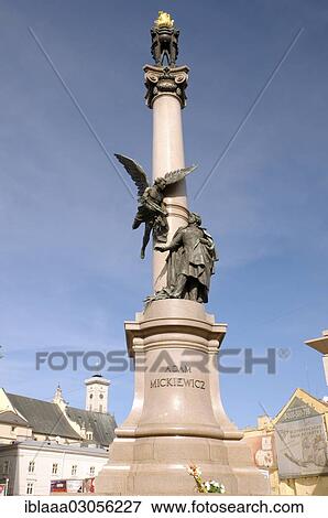 Stock Photo - "Adam Mickiewicz Monument, historic district, Lviv, Lviv Oblast, Ukraine, Europe". Fotosearch