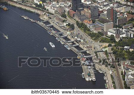 "Aerial, St. Pauli Landing Stages or Landing Bridges, Hamburg, Hamburg, Germany, Europe" View Large Photo Image Stock Photography - "Aerial, St. Pauli Landing Stages or Landing Bridges, Hamburg, Hamburg, Germany, Europe". Fotosearch