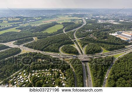"Aerial view, A1 motorway junction Wuppertal Nord, motorways A46 and A43, Hasslinghausen, Sprockhovel, North Rhine-Westphalia, Germany, Europe" View Large Photo Image Stock Photograph - "Aerial view, A1 motorway junction Wuppertal Nord, motorways A46 and A43, Hasslinghausen, Sprockhovel, North Rhine-Westphalia, Germany, Europe". Fotosearch