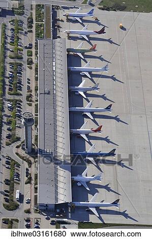 Stock Image - "Aerial view, Airbus delivery centre, Hamburg, Hamburg, Germany, Europe". Fotosearch