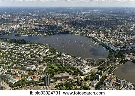 "Aerial view, and Aussenalster or Outer Alster Lake, Kennedybruecke bridge, Binnenalster or Inner Alster Lake, Hamburg-Mitte, Hamburg, Hamburg, Germany, Europe" View Large Photo Image Stock Image - "Aerial view, and Aussenalster or Outer Alster Lake, Kennedybruecke bridge, Binnenalster or Inner Alster Lake, Hamburg-Mitte, Hamburg, Hamburg, Germany, Europe". Fotosearch
