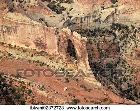 Stock Photo - "Aerial view, Angel Arch, Salt Creek, Needles District, Canyonlands National Park, Utah, USA". Fotosearch