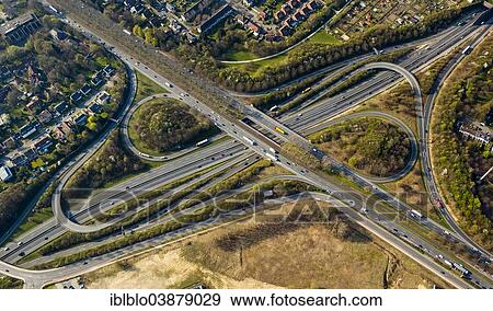 Stock Photo - "Aerial view, B1 highway, Ruhrschnellweg and B236n, Stadtkrone-Ost, Aplerbeck, Dortmund, Ruhr district, North Rhine-Westphalia, Germany, Europe". Fotosearch