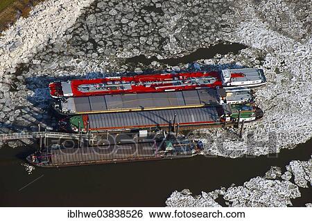 "Aerial view, barges in the ice at Aussschlager Elbdeich, Elbe river dyke, in Billwerder Bucht bay, winter break, Hamburg, Germany, Europe" View Large Photo Image Stock Photograph - "Aerial view, barges in the ice at Aussschlager Elbdeich, Elbe river dyke, in Billwerder Bucht bay, winter break, Hamburg, Germany, Europe". Fotosearch