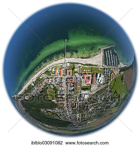 "Aerial view, beach, promenade and marina, fisheye shot, Kuhlungsborn, Mecklenburg-Western Pomerania, Germany, Europe" View Large Photo Image Stock Image - "Aerial view, beach, promenade and marina, fisheye shot, Kuhlungsborn, Mecklenburg-Western Pomerania, Germany, Europe". Fotosearch