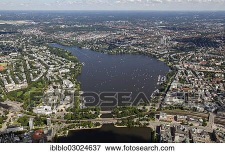 "Aerial view, Binnenalster or Inner Alster Lake and Aussenalster or Outer Alster Lake, Kennedybruecke bridge, Hamburg-Mitte, Hamburg, Hamburg, Germany, Europe" View Large Photo Image Stock Photo - "Aerial view, Binnenalster or Inner Alster Lake and Aussenalster or Outer Alster Lake, Kennedybruecke bridge, Hamburg-Mitte, Hamburg, Hamburg, Germany, Europe". Fotosearch