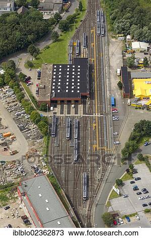"Aerial view, BOGESTRA rail maintenance workshop of Riemke and the underground engineering workshop of Riemke, Bochum, Ruhr area, North Rhine-Westphalia, Germany, Europe" View Large Photo Image Stock Image - "Aerial view, BOGESTRA rail maintenance workshop of Riemke and the underground engineering workshop of Riemke, Bochum, Ruhr area, North Rhine-Westphalia, Germany, Europe". Fotosearch