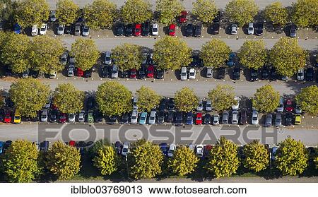 Stock Image - "Aerial view, car park at the University of Dortmund, Hombruch, Dortmund, North Rhine-Westphalia, Germany, Europe". Fotosearch