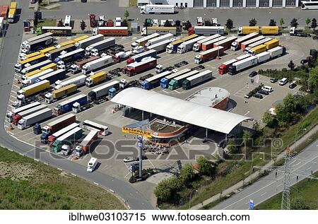 "Aerial view, car park for trucks during Sunday rest, Tankpark Moorfleet, Hamburg, Hamburg, Hamburg, Germany, Europe" View Large Photo Image Stock Photography - "Aerial view, car park for trucks during Sunday rest, Tankpark Moorfleet, Hamburg, Hamburg, Hamburg, Germany, Europe". Fotosearch
