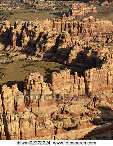 Picture - "Aerial view, Chesler Park, pinnacles of the Needles District, Canyonlands National Park, Utah, USA". Fotosearch