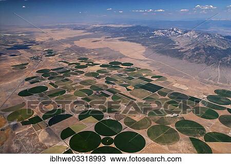 "Aerial view, circular fields, irrigation, Newcastle, Utah, United States, North America" View Large Photo Image Stock Image - "Aerial view, circular fields, irrigation, Newcastle, Utah, United States, North America". Fotosearch
