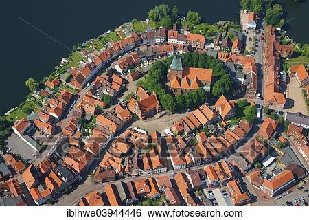 "Aerial view, city center, Molln, Schleswig-Holstein, Germany, Europe" View Large Photo Image Stock Photograph - "Aerial view, city center, Molln, Schleswig-Holstein, Germany, Europe". Fotosearch