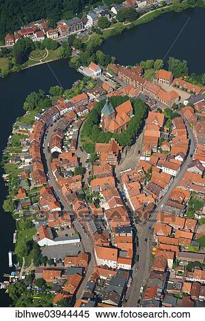 "Aerial view, city center, Molln, Schleswig-Holstein, Germany, Europe" View Large Photo Image Stock Photography - "Aerial view, city center, Molln, Schleswig-Holstein, Germany, Europe". Fotosearch