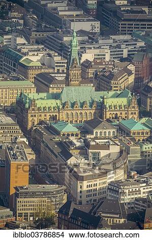 "Aerial view, city hall, Hamburg, Germany, Europe" View Large Photo Image Picture - "Aerial view, city hall, Hamburg, Germany, Europe". Fotosearch