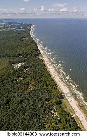 "Aerial view, coast with a beach, Baltic Sea Spa Zinnowitz, Usedom, Mecklenburg-Western Pomerania, Germany, Europe" View Large Photo Image Stock Photo - "Aerial view, coast with a beach, Baltic Sea Spa Zinnowitz, Usedom, Mecklenburg-Western Pomerania, Germany, Europe". Fotosearch
