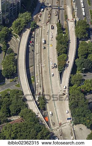 "Aerial view, construction site of the A40 motorway, inner city, full closure, Essen, Ruhr area, North Rhine-Westphalia, Germany, Europe" View Large Photo Image Stock Photography - "Aerial view, construction site of the A40 motorway, inner city, full closure, Essen, Ruhr area, North Rhine-Westphalia, Germany, Europe". Fotosearch