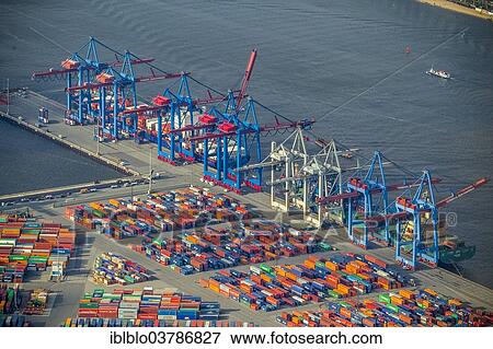 "Aerial view, container crane, container terminal, Waltershof, port of Hamburg, Hamburg, Germany, Europe" View Large Photo Image Stock Photo - "Aerial view, container crane, container terminal, Waltershof, port of Hamburg, Hamburg, Germany, Europe". Fotosearch