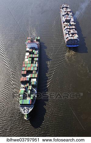"Aerial view, container ships Ever Conquest, left, and Charlotte Maersk, right, on the Elbe River, Hamburg, Germany, Europe" View Large Photo Image Stock Image - "Aerial view, container ships Ever Conquest, left, and Charlotte Maersk, right, on the Elbe River, Hamburg, Germany, Europe". Fotosearch