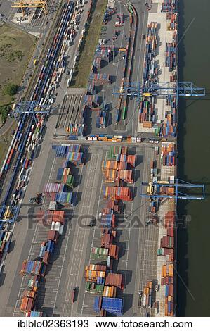 "Aerial view, container terminal, Rheinhausen Logport, Rhine, Duisburg, Ruhr Area, North Rhine-Westphalia, Germany, Europe" View Large Photo Image Stock Image - "Aerial view, container terminal, Rheinhausen Logport, Rhine, Duisburg, Ruhr Area, North Rhine-Westphalia, Germany, Europe". Fotosearch
