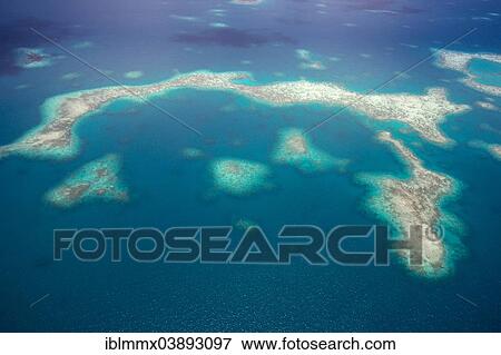 Stock Photo - "Aerial view, coral reef, Pacific Ocean, Palau, Oceania". Fotosearch