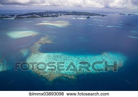 "Aerial view, coral reef, Pacific Ocean, Palau, Oceania" View Large Photo Image Stock Photo - "Aerial view, coral reef, Pacific Ocean, Palau, Oceania". Fotosearch