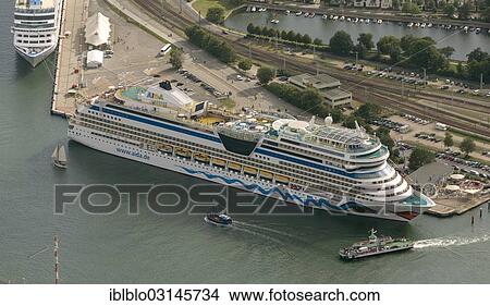 "Aerial view, cruise ship, AIDAblu, Hanse Sail Rostock, Warnemunde, Rostock, Mecklenburg-Western Pomerania, Germany, Europe" View Large Photo Image Picture - "Aerial view, cruise ship, AIDAblu, Hanse Sail Rostock, Warnemunde, Rostock, Mecklenburg-Western Pomerania, Germany, Europe". Fotosearch