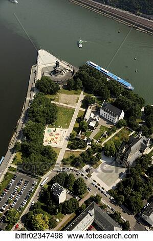 "Aerial view, Deutsches Eck headland, the Basilica of St. Kantor and the Deutschordenshaus building, Koblenz, Rhineland-Palatinate, Germany, Europe" View Large Photo Image Stock Photo - "Aerial view, Deutsches Eck headland, the Basilica of St. Kantor and the Deutschordenshaus building, Koblenz, Rhineland-Palatinate, Germany, Europe". Fotosearch