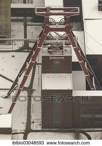 "Aerial view, Doppelbock winding tower, Zeche Zollverein Coal Mine Industrial Complex, UNESCO World Cultural Heritage Site, Katernberg, Essen, North Rhine-Westphalia, Germany, Europe" View Large Photo Image Stock Image - "Aerial view, Doppelbock winding tower, Zeche Zollverein Coal Mine Industrial Complex, UNESCO World Cultural Heritage Site, Katernberg, Essen, North Rhine-Westphalia, Germany, Europe". Fotosearch
