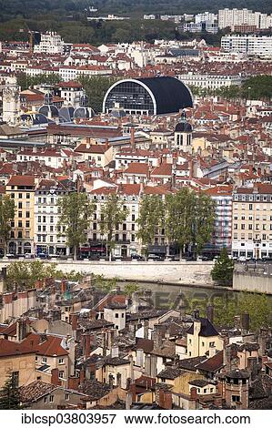 "Aerial view, downtown Lyon from Fourviere Hill, Lyon, Rhone-Alpes, France, Europe" View Large Photo Image Stock Photo - "Aerial view, downtown Lyon from Fourviere Hill, Lyon, Rhone-Alpes, France, Europe". Fotosearch