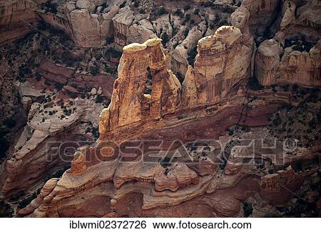 Stock Photograph - "Aerial view, Druid Arch, Elephant Canyon, Needles District, Canyonlands National Park, Utah, USA". Fotosearch