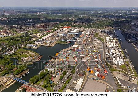 "Aerial view, Duisburg-Ruhrorter Hafen port, inland port, Duisburg, Ruhr district, North Rhine-Westphalia, Germany, Europe" View Large Photo Image Stock Photograph - "Aerial view, Duisburg-Ruhrorter Hafen port, inland port, Duisburg, Ruhr district, North Rhine-Westphalia, Germany, Europe". Fotosearch