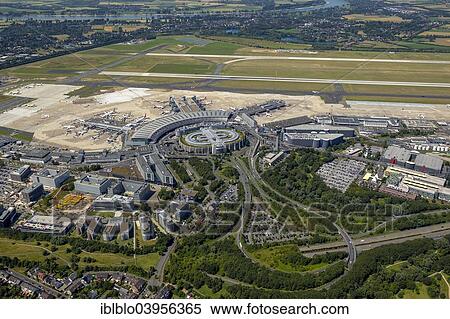 Stock Photography - "Aerial view, Dusseldorf airport, Dusseldorf, Rhineland, North Rhine-Westphalia, Germany, Europe". Fotosearch