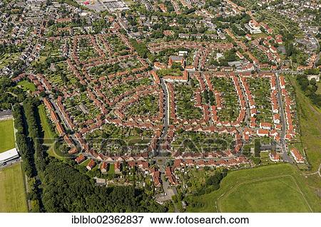 "Aerial view, Eckelshof residential estate for industrial workers, miner's houses, Ahlen, Ruhr area, North Rhine-Westphalia, Germany, Europe" View Large Photo Image Stock Photo - "Aerial view, Eckelshof residential estate for industrial workers, miner's houses, Ahlen, Ruhr area, North Rhine-Westphalia, Germany, Europe". Fotosearch