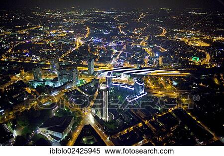 "Aerial view, Essen city at night, North Rhine-Westphalia, Germany, Europe" View Large Photo Image Stock Photography - "Aerial view, Essen city at night, North Rhine-Westphalia, Germany, Europe". Fotosearch