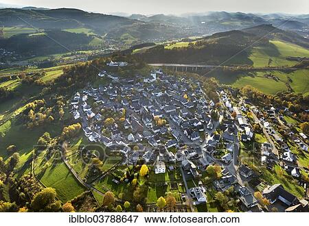 "Aerial view, Eversberg, village with many old half-timbered houses, Sauerland area, North Rhine-Westphalia, Germany, Europe" View Large Photo Image Stock Photo - "Aerial view, Eversberg, village with many old half-timbered houses, Sauerland area, North Rhine-Westphalia, Germany, Europe". Fotosearch
