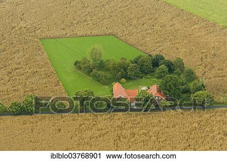 "Aerial view, farm and corn fields, North Rhine-Westphalia, Germany, Europe" View Large Photo Image Stock Image - "Aerial view, farm and corn fields, North Rhine-Westphalia, Germany, Europe". Fotosearch