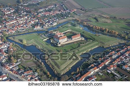 Stock Photo - "Aerial view, Festung Heldrungen Fortress and the town of Heldrungen, Thuringia, Germany, Europe". Fotosearch