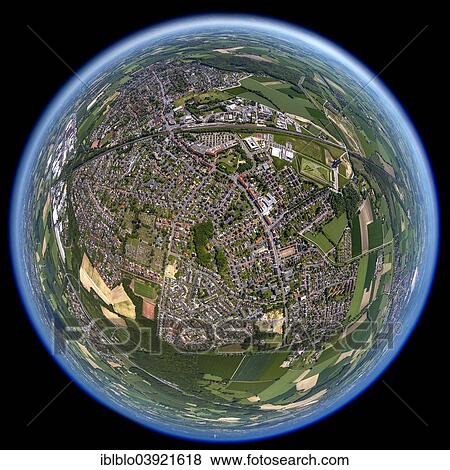 Stock Photo - "Aerial view, fisheye, Bonen, Ruhr district, North Rhine-Westphalia, Germany, Europe". Fotosearch