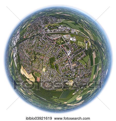 Stock Photo - "Aerial view, fisheye, Bonen, Ruhr district, North Rhine-Westphalia, Germany, Europe". Fotosearch